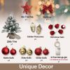 22in Mini Christmas Tree with Light Artificial Small Tabletop Christmas Decoration with Flocked Snow