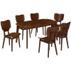 Vintage 7-Piece Dining Table Set with 6 Dining Chairs,Kitchen Table Set for 6 with Curved Back and Seat