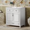 30'' Bathroom Vanity with Resin Sink,Solid Wood Frame Bathroom Storage Cabinet with Soft Closing Doors,Retro Style, Blue