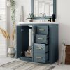 30'' Bathroom Vanity with Resin Sink Combo,Solid Wood Frame Bathroom Storage Cabinet, Freestanding Vanity Set with 3 Drawers& Soft Closing Doors