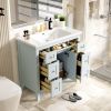 36'' Bathroon Vanity with Resin Sink Combo Set, Modern Freestanding Single Bathroom Cabinet with 6 Drawers & 2 Cabinets, Storage Cabinet for Bathroom