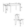 Farmhouse 65" 5-Piece Extendable Dining Table Set with Wheels Kitchen Table Set with 17.7" Pull-out Side Table and Dining Chairs for Small Places