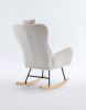 35.5 inch Rocking Chair, Soft Teddy Velvet Fabric Rocking Chair for Nursery