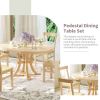 5-Piece Rustic Round Pedestal Extendable Dining Table Set with 15.7" Removable Leaf and Simple Dining Chirs for Small Places