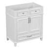 30'' Bathroom Vanity without Top,Solid Wood Frame Bathroom Storage Cabinet with Soft Closing Doors,Frame Bathroom Storage Cabinet Only, Retro Style