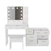 Large Makeup Vanity with Lights, Vanity Table with Charging Station, Vanity Desk with Mirror and 10 LED Light Bulbs