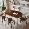 Vintage 7-Piece Dining Table Set with 6 Dining Chairs,Kitchen Table Set for 6 with Curved Back and Seat