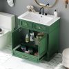 30'' Bathroom Vanity with Resin Sink,Solid Wood Frame Bathroom Storage Cabinet with Soft Closing Doors,Retro Style, Blue