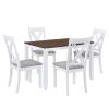 Rustic Minimalist Wood 5-Piece Dining Table Set with 4 X-Back Chairs for Small Places