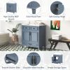 30'' Bathroom Vanity with Resin Sink,Solid Wood Frame Bathroom Storage Cabinet with Soft Closing Doors,Retro Style, Blue