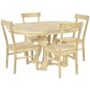 5-Piece Rustic Round Pedestal Extendable Dining Table Set with 15.7" Removable Leaf and Simple Dining Chirs for Small Places