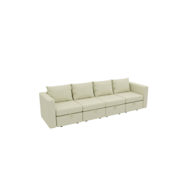 Livelylodge Modular Sectional Sofa with Wooden Frame and Pull-Out Bed, Convertible Couch for Living Room, Available in Black, White, and Gray (Color: White)