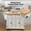 VEVOR Kitchen Island Cart with Solid Wood Top, 35.4" Width Mobile Carts with Storage Cabinet, Rolling Kitchen Table with Spice Rack, Towel Rack