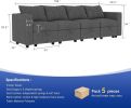 Livelylodge Modular Sectional Sofa with Wooden Frame and Pull-Out Bed, Convertible Couch for Living Room, Available in Black, White, and Gray