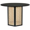 5-Piece Rattan Round Dining Table Set, Wood Table with Hexagonal Base and Upholstered Chairs for Dining Room, Kitchen,Indoor Use