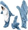 Ambitelligence Shark Blanket Hoodie Onesie for Adults and Kids, Cozy Flannel Shark Costume Shark Sleeping Bag