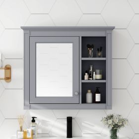 30'' x 28'' Medicine Cabinet, Wall Mounted Bathroom Storage Cabinet, Modern Bathroom Wall Cabinet with Mirror,Medicine Cabinet (Color: Grey, Material: MDF+glass)