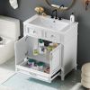 30'' Bathroom Vanity with Resin Sink,Solid Wood Frame Bathroom Storage Cabinet with Soft Closing Doors,Retro Style, Blue