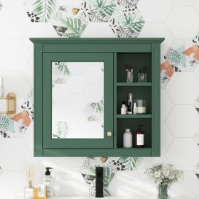 30'' x 28'' Medicine Cabinet, Wall Mounted Bathroom Storage Cabinet, Modern Bathroom Wall Cabinet with Mirror,Medicine Cabinet (Color: Green, Material: MDF+glass)