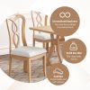 Retro 7-Piece Trestle Dining Table Set with Upholstered Dining Chairs, Smooth Dining Backs for Dining Room, Living Room, Kitchen