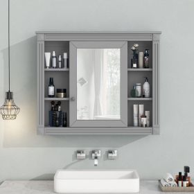 35'' x 28'' Wall Mounted Bathroom Storage Cabinet, Medicine Cabinet, Modern Bathroom Wall Cabinet with Mirror (Color: Grey, Material: MDF)