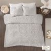 3-Piece Tufted Cotton Chenille Medallion Duvet Cover Set