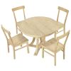 5-Piece Rustic Round Pedestal Extendable Dining Table Set with 15.7" Removable Leaf and Simple Dining Chirs for Small Places