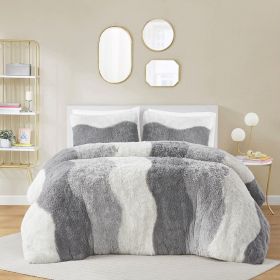 Ombre Shaggy Faux Fur Comforter Set (Color: as Pic)