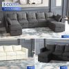 Livelylodge Modular Sectional Sofa with Wooden Frame and Pull-Out Bed, Convertible Couch for Living Room, Available in Black, White, and Gray