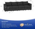 Livelylodge Modular Sectional Sofa with Wooden Frame and Pull-Out Bed, Convertible Couch for Living Room, Available in Black, White, and Gray